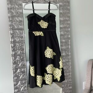 Anthrpologie Odille Black Moonlight Tea Midi Dress